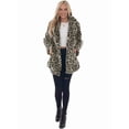thumbnail image 5 of Women'S Faux Fur Jackets Autumn Winter Leopard Lapel Long Sleeves Coats Loose Fur Coat with Pockets Apricot XXL, 5 of 8