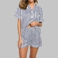 thumbnail image 2 of GERsome Womens Pajama Sets 2 Piece Sleepwear Pjs Set Short Sleeve Button Down Top and Short Stripe Loungewear S-XXL, 2 of 4