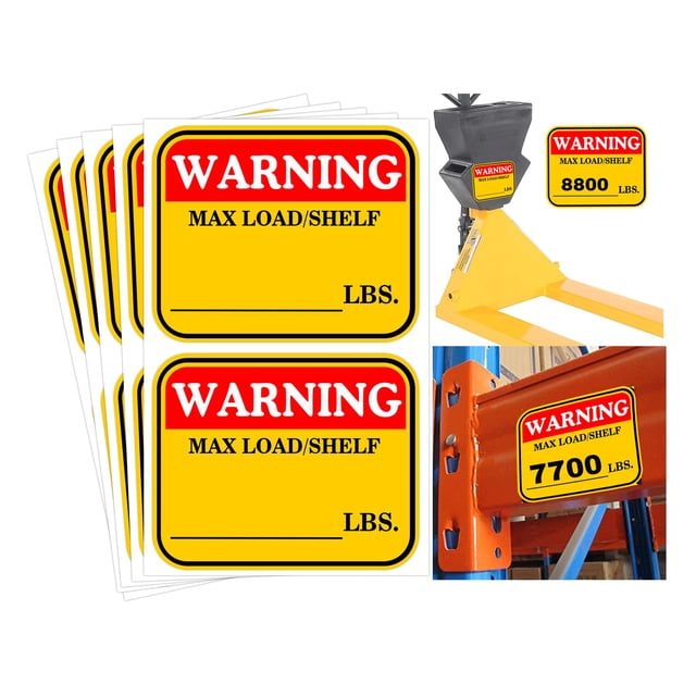 3?4 Inch Caution Max Load/Shelf Lbs Sticker Bright Warning Pallet Rack Capacity Labels 60Pcs Industrial Strength Cross Beam Safety?Stickers For Warehouse Warehouse Pallet Racking Forklift