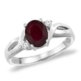 thumbnail image 1 of 14K White Gold Diamond Genuine Natural Ruby Engagement Ring Oval 8x6 mm, size 6, 1 of 1