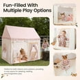 thumbnail image 5 of Play Tent with Padded Mat & LED Lights, Kids Tent, Playhouse for Kids, Indoor Bed Tent for Toddler, Toys for 3,4,5,6-Year-Old Girls, Neutral Color Play Room Furniture, 5 of 7