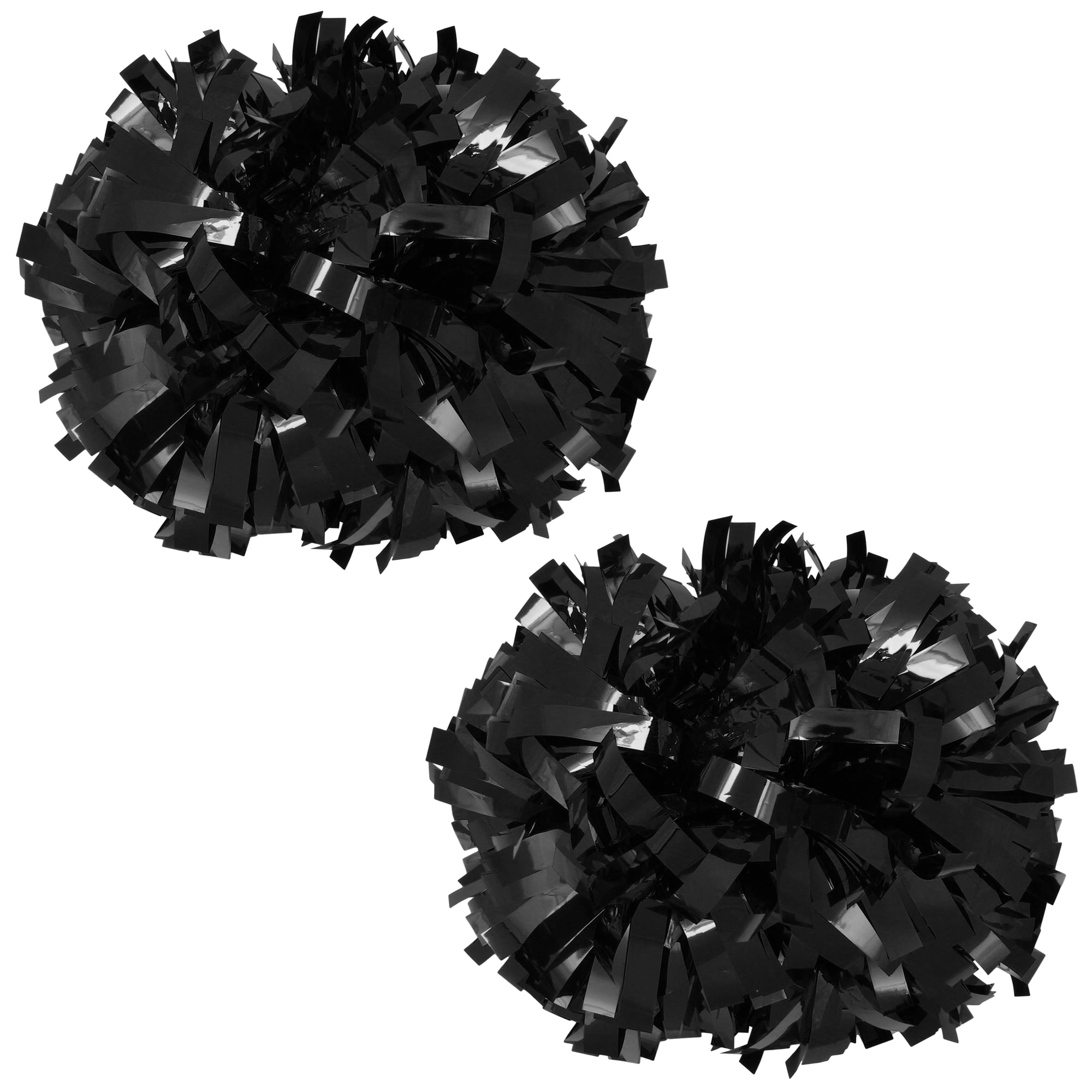 Metallic Cheer Pom Poms Cheerleading Cheerleader Gear 2 pieces one pair  poms(Black)