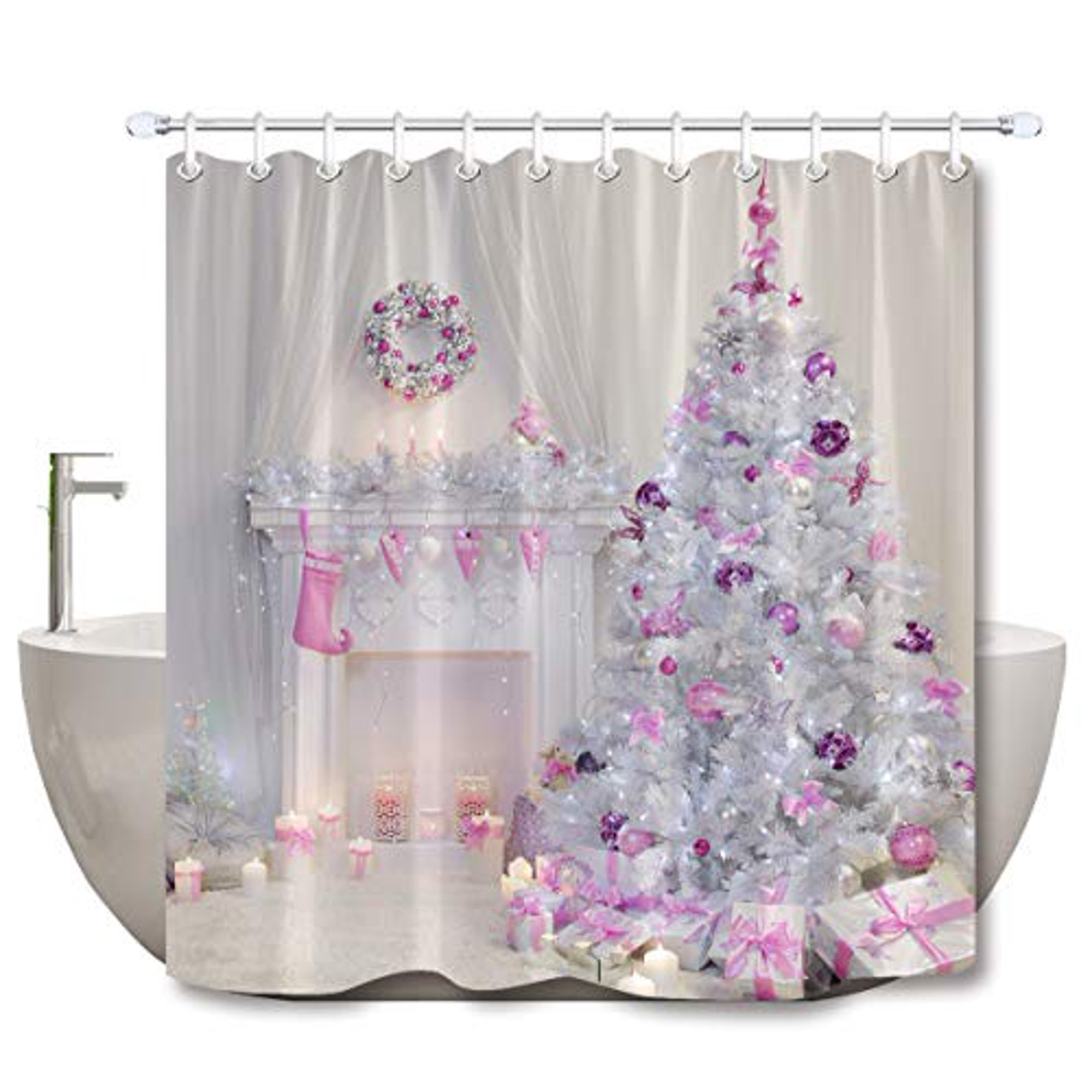 Pink Christmas Fireplace