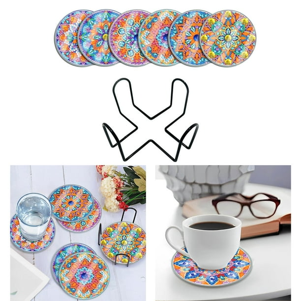 Kit Dessous De Verre Diamant Mandala - Lot De 6 - Loisir Créatif Adultes Et Enfants
