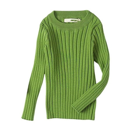 KANG Fashion Girls Sweaters Soft Knit Pullover Comfortable Round Neck Long Sleeve Top For Toddler Kids Casual Warm Fall Winter Clothes Toddler Sweaters Green 18M