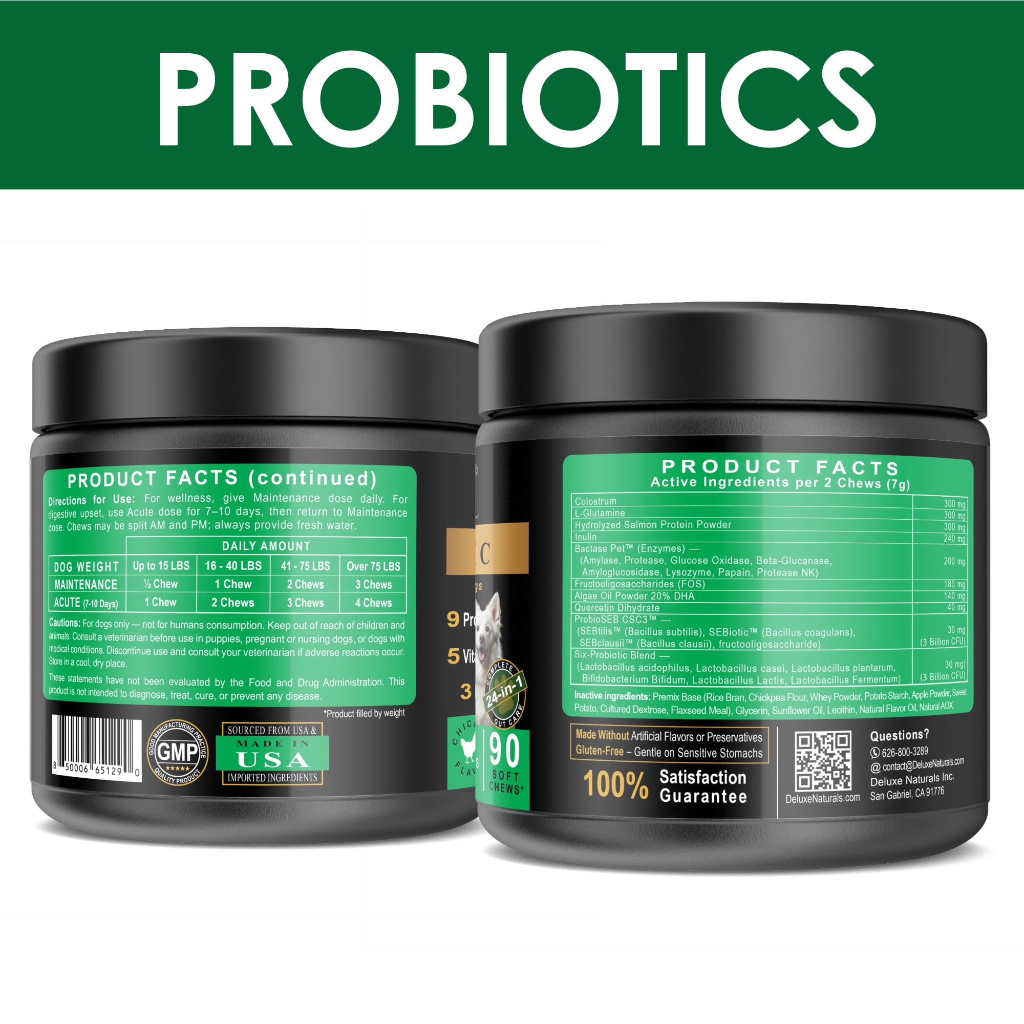 Deluxe Naturals 2-in-1 Dog Health Bundle – Probiotic Soft Chews & Hip and Joint Soft Chews – Digestive, Immune, Mobility & Joint Support for Dogs – 90-Count Each