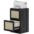 thumbnail image 1 of CoSoTower 2 Drawer Filing Cabinet with Lock, Boho File Cabinet for A4 Letter Size Files with Decorative Rattan Accents, Black, 1 of 7