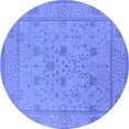 thumbnail image 1 of Ahgly Company Indoor Round Oriental Blue Industrial Area Rugs, 7' Round, 1 of 4