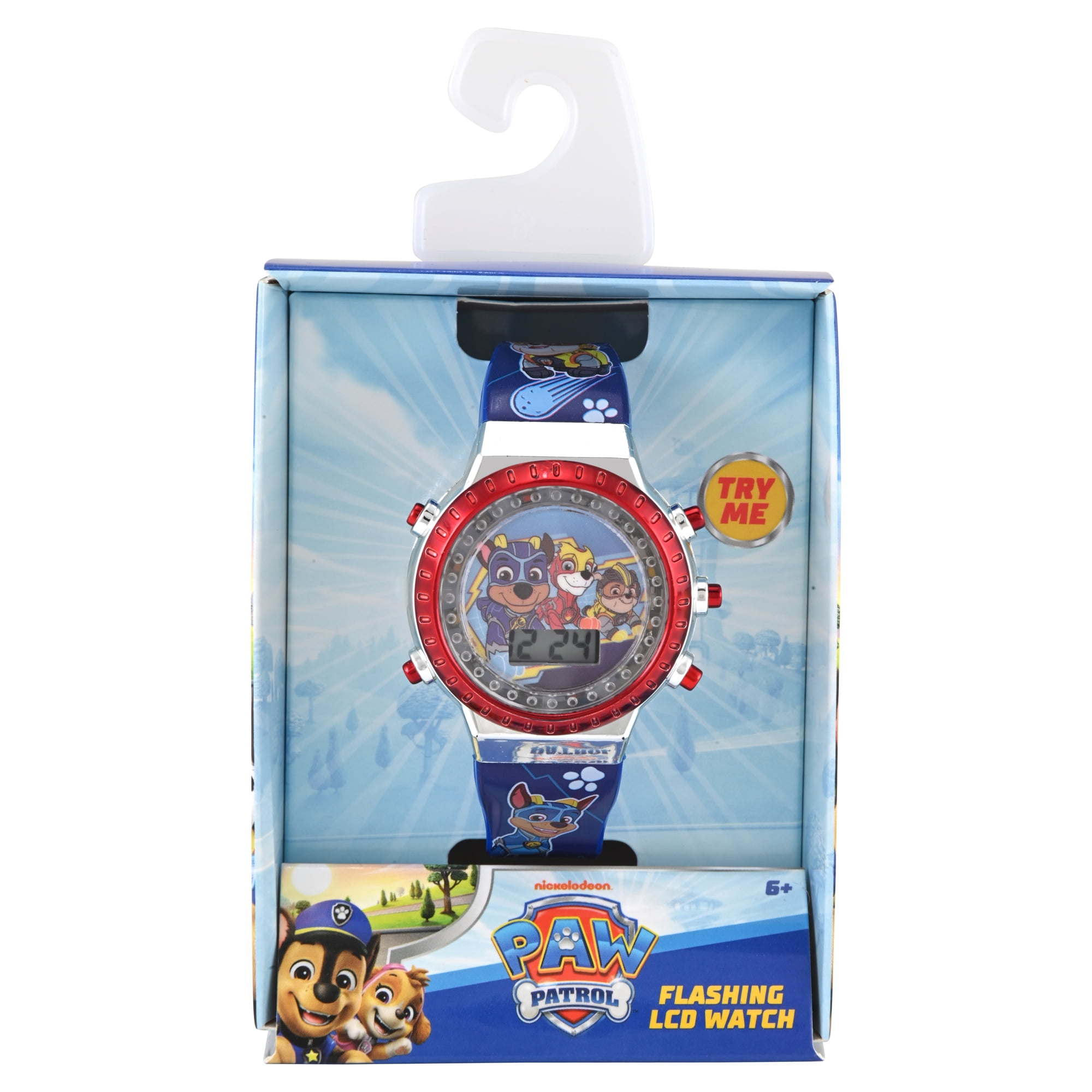 Nickelodeon Paw Patrol Unisex Child Blue Flashing Dial LCD Watch, PAW4348WM