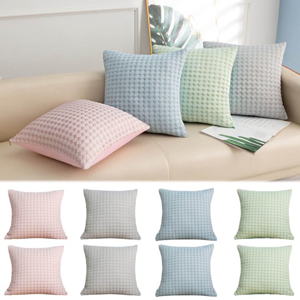 Paquete de 2 fundas de almohada de seda hielo | Funda de cojín cuadrada Cool Texture | Poliéster lavable extraíble | Almohada de cintura de sofá decorativa suave y transpirable | 45x45cm | Protector
