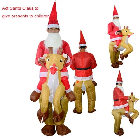 Party Uniforms Inflatable Carnival Funny Costumes Santa Claus And Elk Cosplay