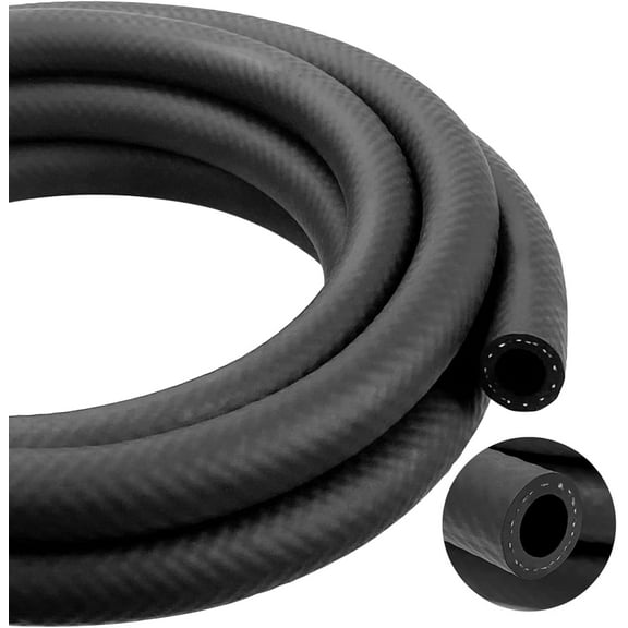 Bunacde Fuel Line 1/4 Inch ID, NBR Fuel Hose Line Transfer Hose for Small Engine, Black 20 Feet