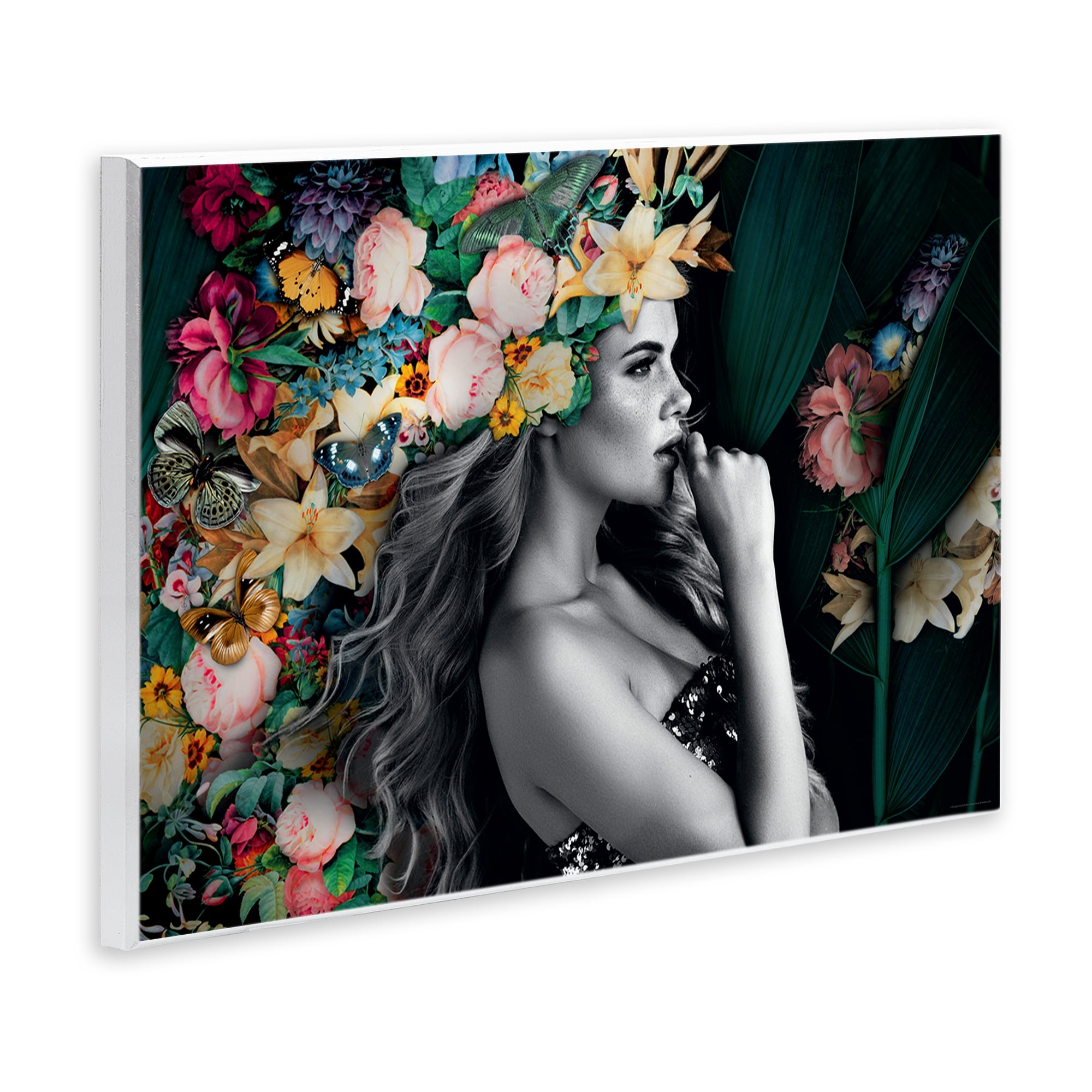 Stupell Industries Woman with Tropical Flowers Plants & Flowers Painting Unframed Art Print Wall Art, 19 x 13