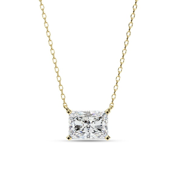 IGI Certified Lab Grown Diamond Solitaire Pendant Necklace for Women | 8.2X5.8mm Radiant Cut Diamond Necklace with 18 Inch Cable Chain 14K Solid Yellow Gold F-G, VS-SI Quality (1.95 Ctw)
