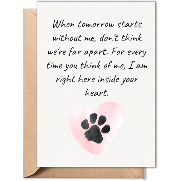 Carte de Condoléances pour Animaux 5x7, Carte de Deuil pour Animaux avec Enveloppe Kraft Vierge à l'Intérieur