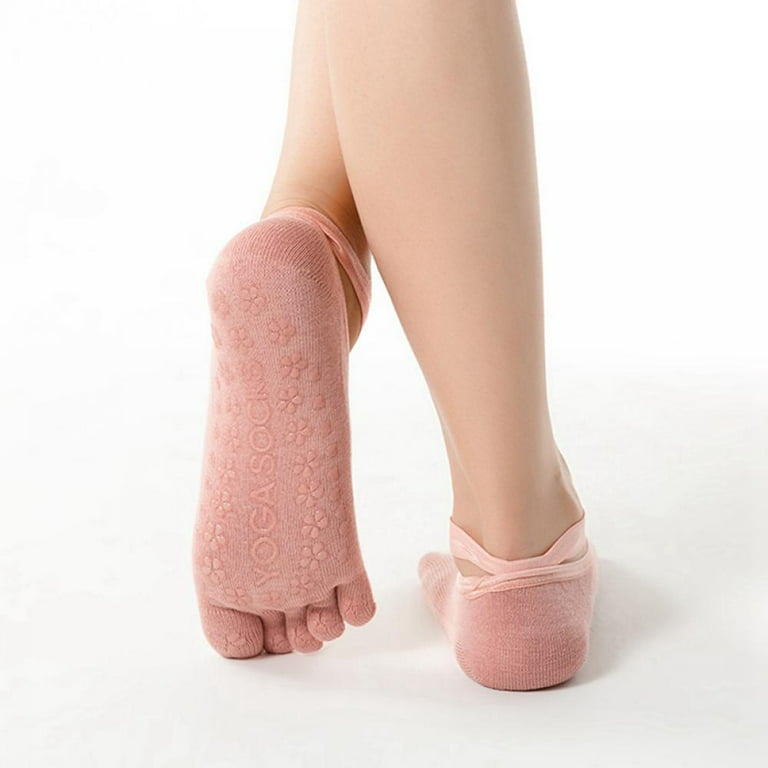 Women's Toe Socks with Grips, Non-Slip Five Toe Socks for Yoga,Pilates,  Barre, Ballet, Fitness