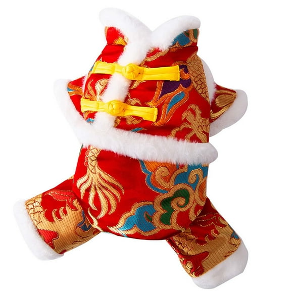 Yinanstore Chinese New Year Dog Costume Dog Tang Costume Pet Costume Dog Knot Buttons Coat for Cats Holiday Chinese New Year Celebration