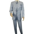 thumbnail image 2 of Men Apollo King 3pc Suit Window Pane Plaid 100% Soft Wool Super 150 #985-12 Blue, 2 of 9