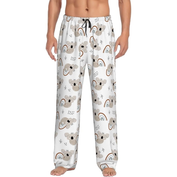 Fotbe Cartoon Koala Pantalones de Pijama para Hombre, Pantalones de Dormir, Pantalones de Casa con Cintura Ajustable y Bolsillos-Small