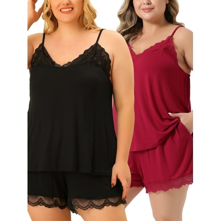 NOMADIC NOOK Women s Plus Size Sleepwear Pajamas Lingerie Lace Cami Packs Nightwear
