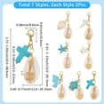 thumbnail image 2 of 1 Box 14Pcs Crochet Marker Charms Ocean Stitch Markers Golden Cowrie Shell Summer Turquoise Turtle Lobster Clasp Locking Knitting Charms for Jewelry Making Charm Diy Craft Sewing Weave Adult DIY, 2 of 7