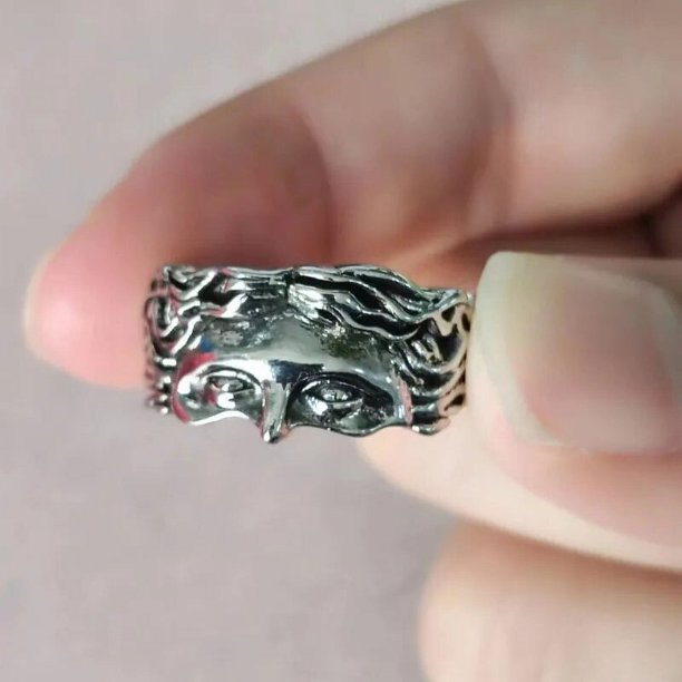 Anillo de latón con cabeza de Jesús para hombres y mujeres, banda de cobre puro, Estilo Vintage, joyería de moda, regalo, novedad, 2023