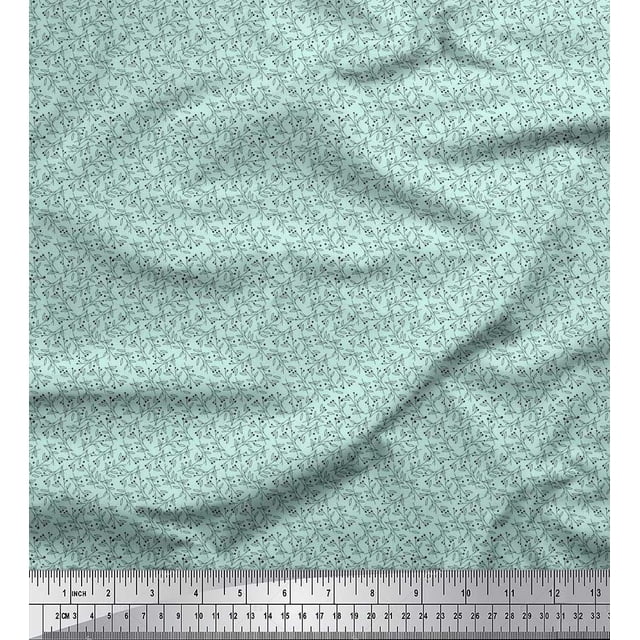 Soimoi Poly Georgette Fabric Leaves & Berries Shirting Printed Fabric 1 Yard 52 Inch Wide