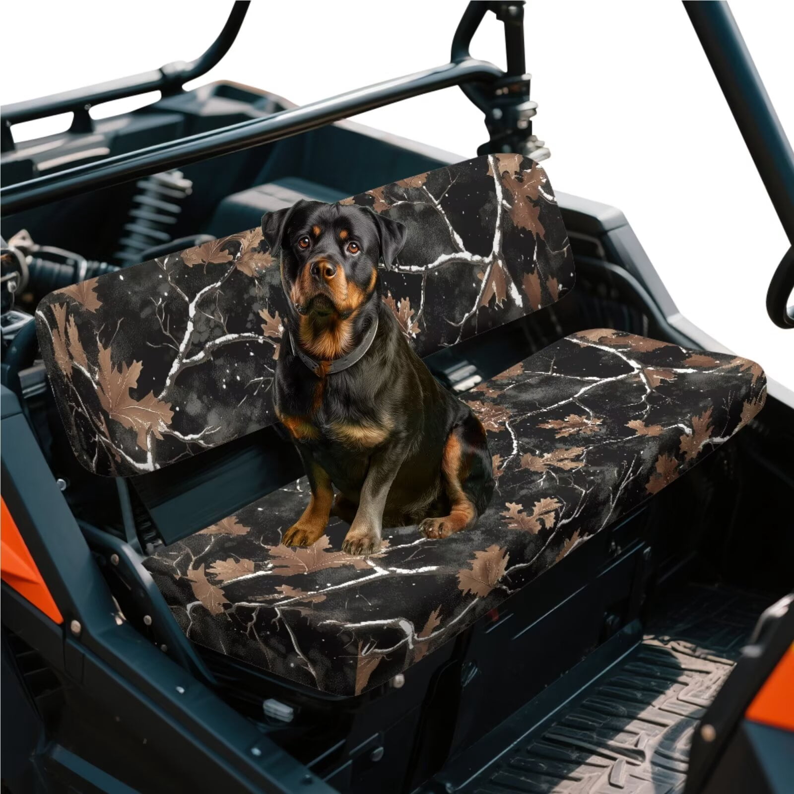 XYZCANDO Black Camo Hunting UTV Seat Covers for Kawasaki Mule Set 2 Pcs Replacement Bench Seats Cover Washable UTV Seat Cover Accessory Part Nonslip All-Season Protection