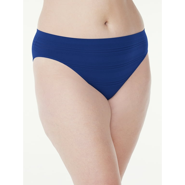 Joyspun Women's Sheer Stripe Seamless Bikini Panties, 3-Pack, Sizes to 3XL