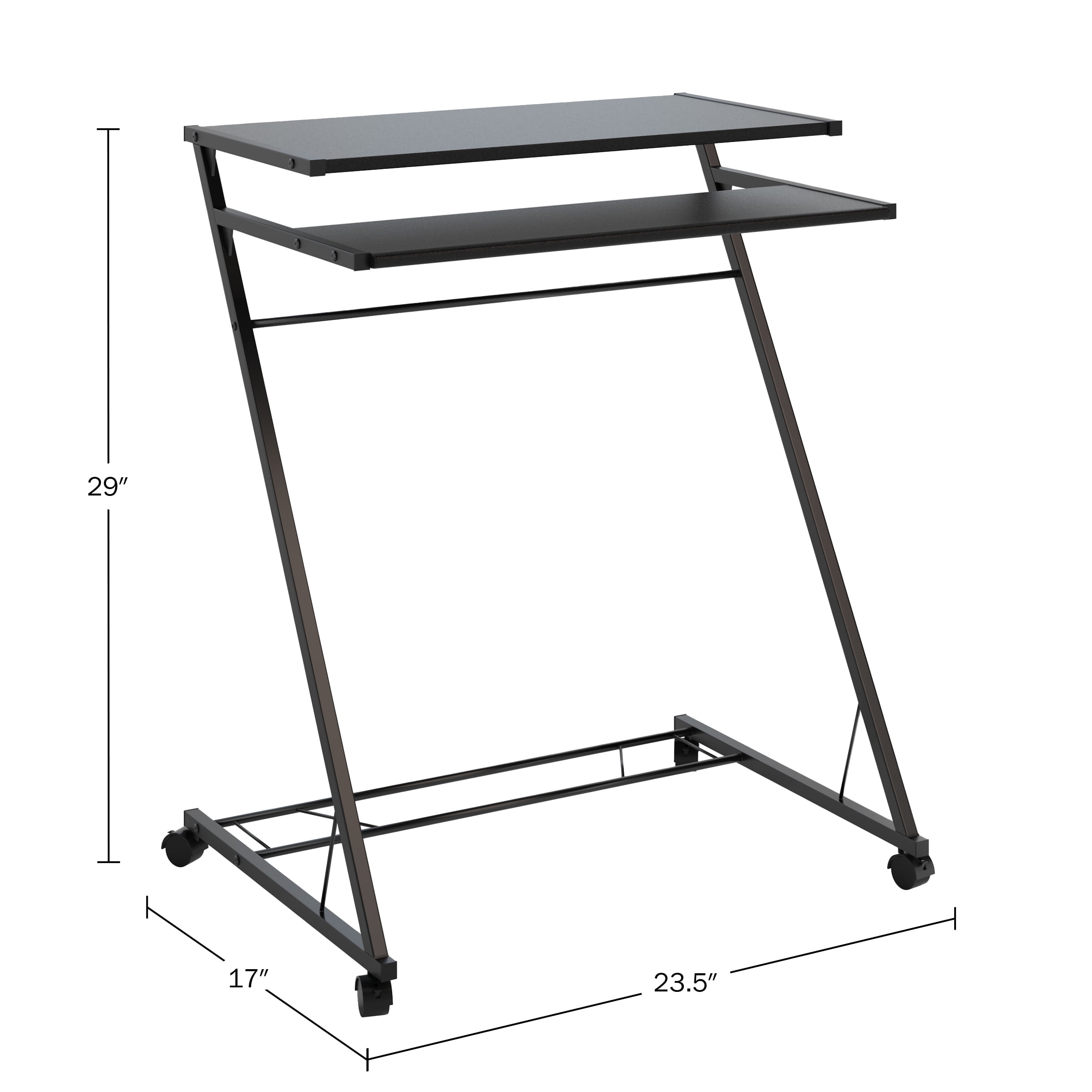 Lavish Home Rolling Laptop Cart with Casters for Mobility (Black)