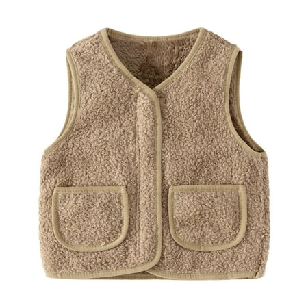

Toddler Children Girls Boys Solid Warm Thick Spring Winter Sleeveless Vest Clothes Coat Zipper For Babys Clothes