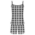 thumbnail image 5 of Women’s Fashion Plaid Cami & Shorts Pajama Set – Spaghetti Strap Sleepwear with Wavy Edges (Slim Fit Plaid Print Lounge Set for Casual Occasions), 5 of 5