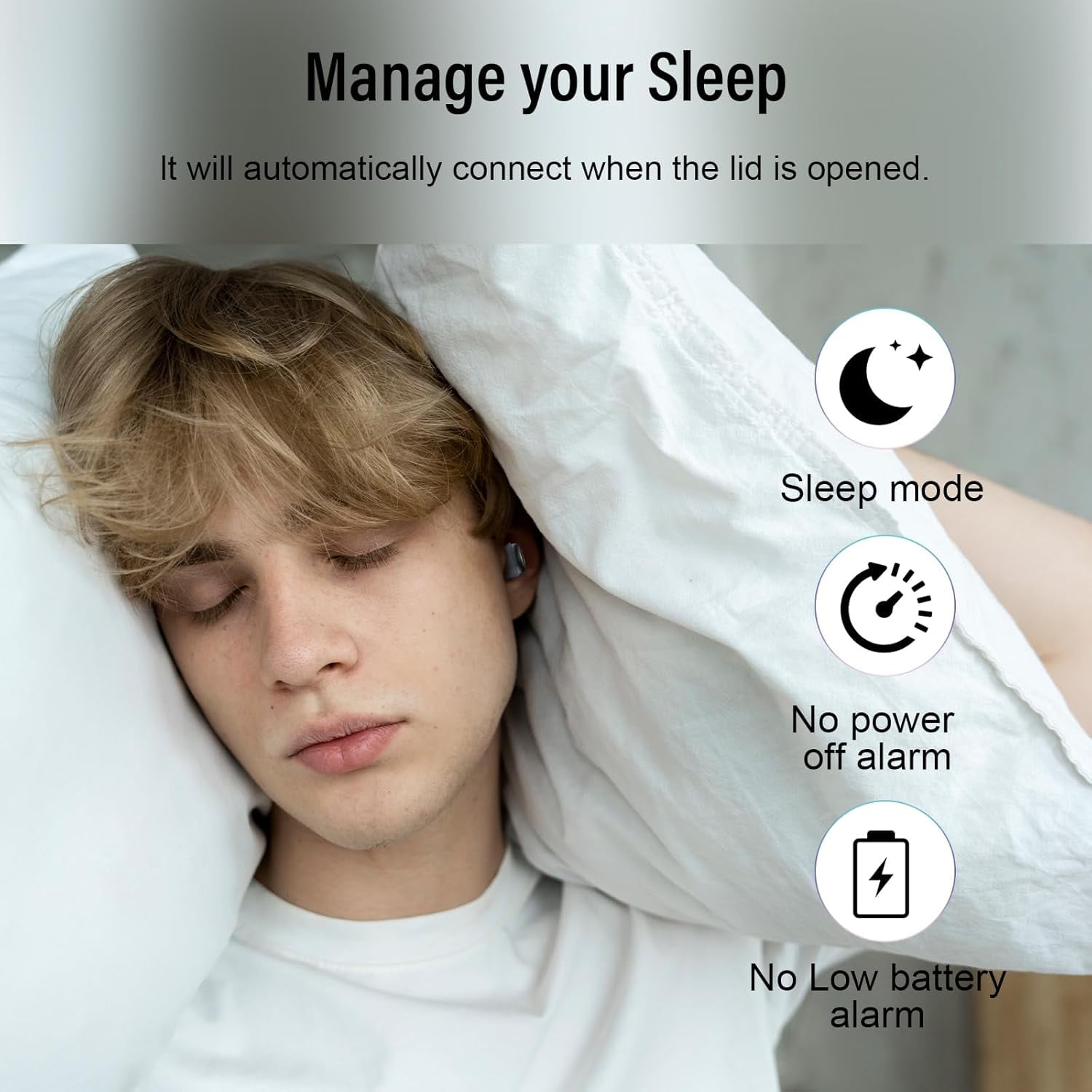 Sleep Earbuds, Noise Cancelling Wireless Ear buds for Side Sleepers, Bluetooth 5.4 in Ear Light-Weight Mini Headphones, 47H Playtime Clear Calls Earphones for Sleeping, Exercising, Working, Hiking