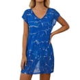 thumbnail image 1 of Riforla Cache-Maillot pour Femmes, Élégant Imprimé, Manches Courtes, Col en V, Tunique Légère en Maille, Robe pour la Plage et Superposition de Maillot Fluide, Blue_003 S, 1 of 6