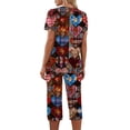 thumbnail image 4 of Garbnen Valentine Pajama Set Women V Neck Short Sleeve Top with Capri Pants Heart Graphic Print Pjs Loungewear with Pockets, 4 of 7