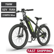Aostirmotor cityrun 26 pouces 750w vélo électrique pour adultes, vélo électrique avec batterie 52v, shimano 7 vitesses (noir)
