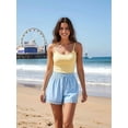 thumbnail image 6 of Women'S Shorts Summer Casual Loose Elastic Waist Drawstring Lace Boho Beach Cover Up Shorts Blue L, 6 of 9