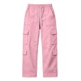 thumbnail image 3 of Jessboyy Boys Sweatpants 13-14 Years Elastic Waist Drawstring Boys Pants with Cargo Pockets Casual Straight Leg Sweatpant for Fall Winter School Pink, 3 of 4