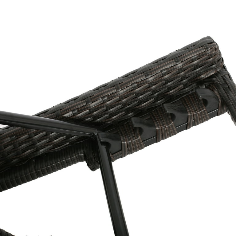 Stratford Outdoor Wicker Adjustable Chaise Lounge with Arms Brown