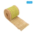 thumbnail image 3 of Uxcell 2.4" Wide 2.2 Yards Burlap Ribbon Lace Roll Wrapping Fabric Crafts Roll Grass Green 2 Pack, 3 of 6