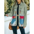 thumbnail image 4 of Women'S Loose Lapel Long-Sleeved Denim Patchwork Jacket Retro Raw Edge Mid-Length Jacket Retro Green S, 4 of 6