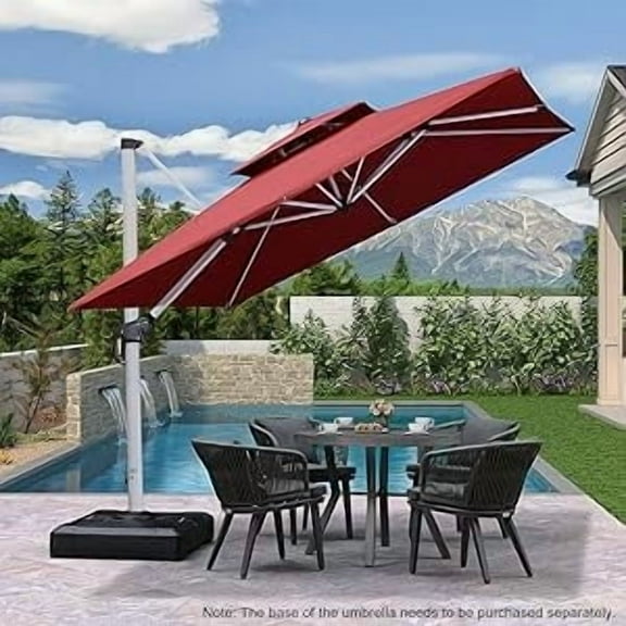 PURPLE LEAF Patio Umbrella 9ft Outdoor Square Large Cantilever Windproof Offset Heavy Duty Sun Umbrella for Garden Deck Pool Patio, Terra