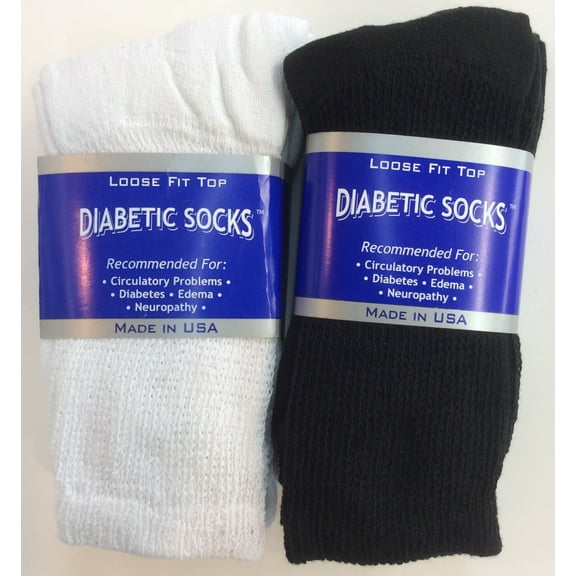 Creswell 6 Pairs Of Mens White And Black Diabetic Crew Socks 13-15 King Size