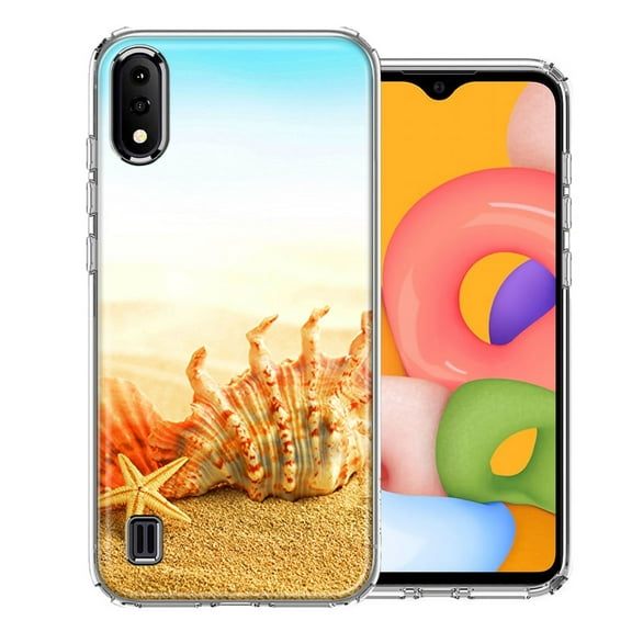 MUNDAZE For Samsung A01 Beach Shell Design Double Layer Phone Case Cover