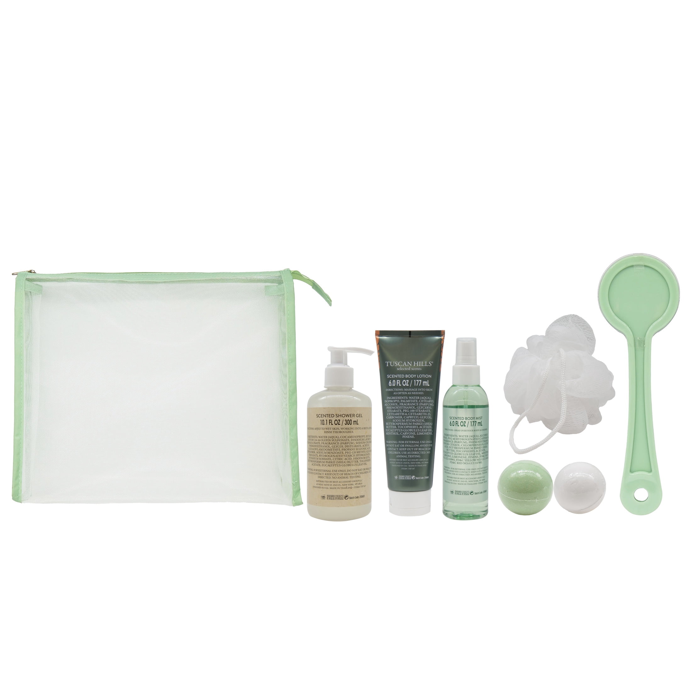 Tuscan Hills Bath and Body Gift Set, Spearmint and Argan Oil, 8 Piece