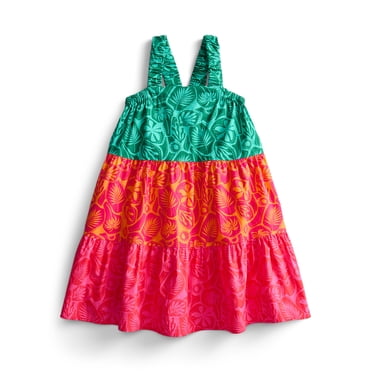 Wonder Nation Girls Cotton Tiered Swing Dress, Sizes 4-18 & Plus