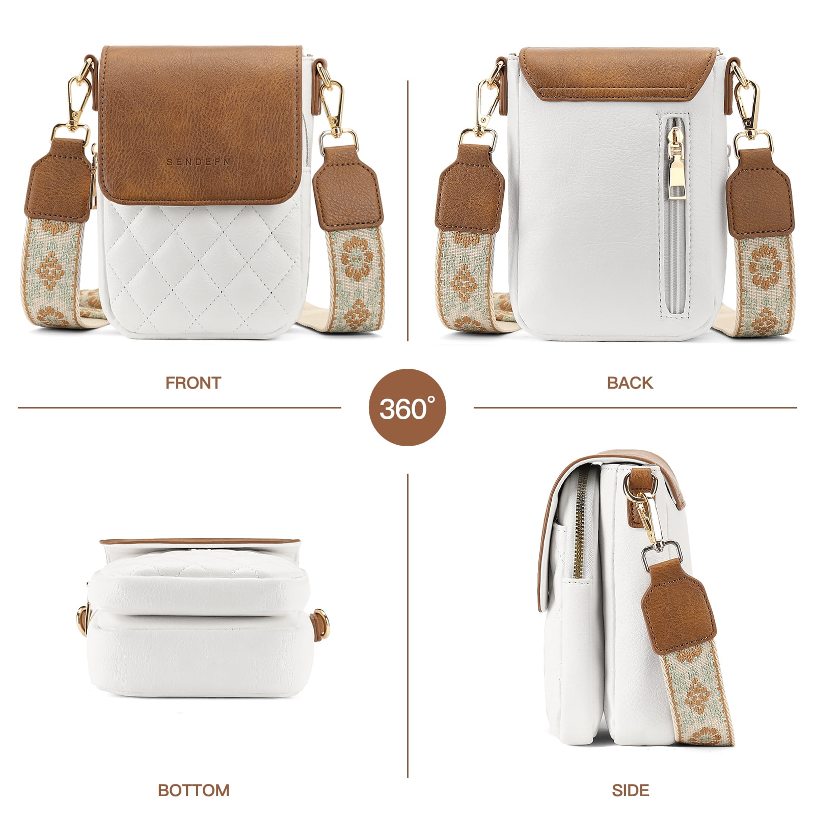 KALUNMA Crossbody Bags for Women Trendy Leather Triple Compartment Cell Phone Shoulder Wallet Purses with Card Slots