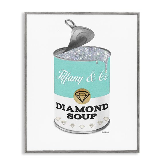 Stupell Industries Eclectic Blue Pop Fashion Condensed Soup Glam Open Lid Gray Framed Giclee Art, 24 x 30, by Amanda Greenwood