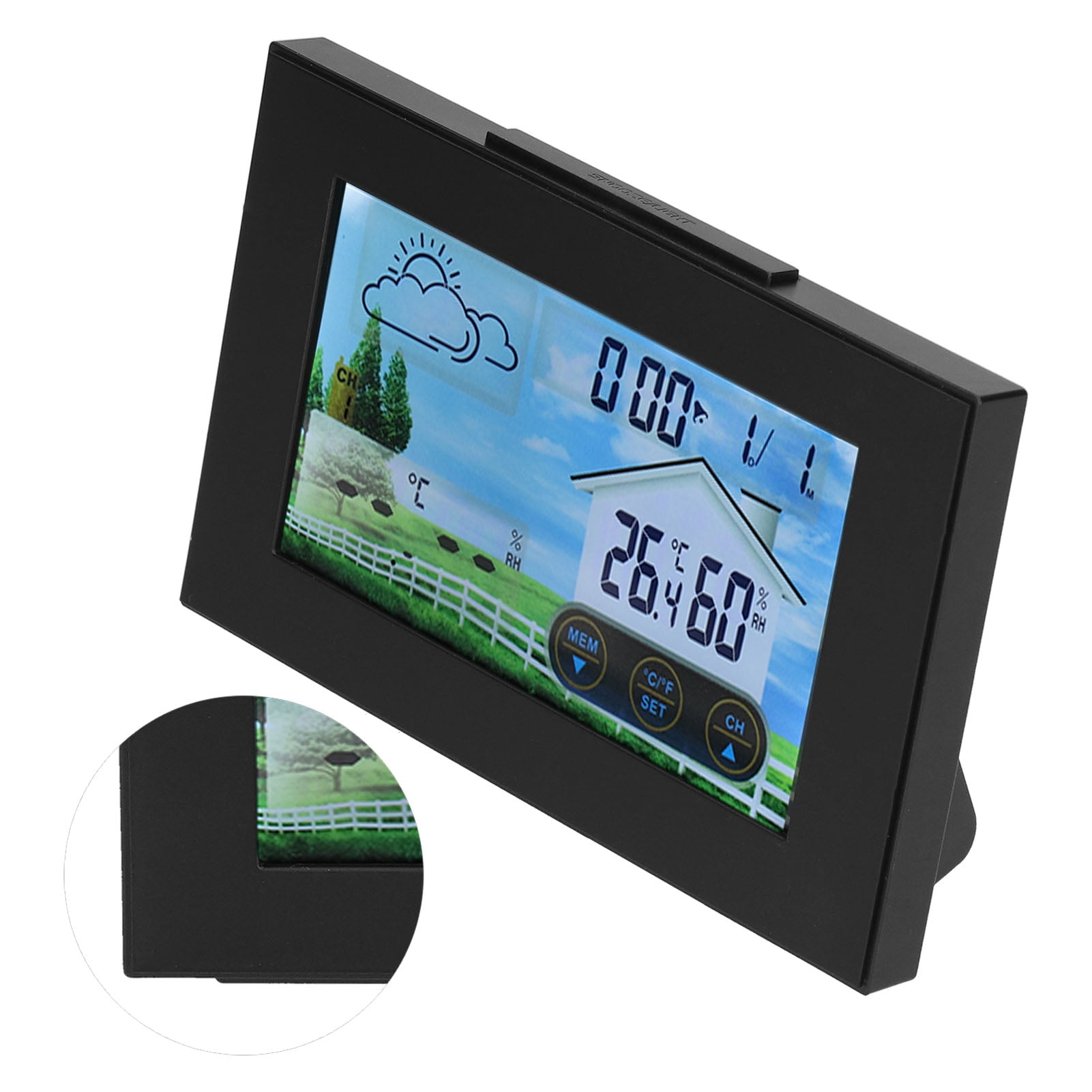 YAHHU Weather Station with Color Touch Screen, Wireless Indoor Outdoor Thermometer Hygrometer Alarm Clock (5.9 inches / 15 cm)