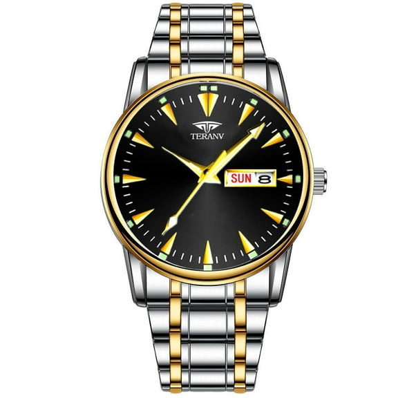 Brand Men's Watch with Dual Calendar, Steel Strap, Luminous Function, Waterproof Design - Fashionable Trendy Men's Watch